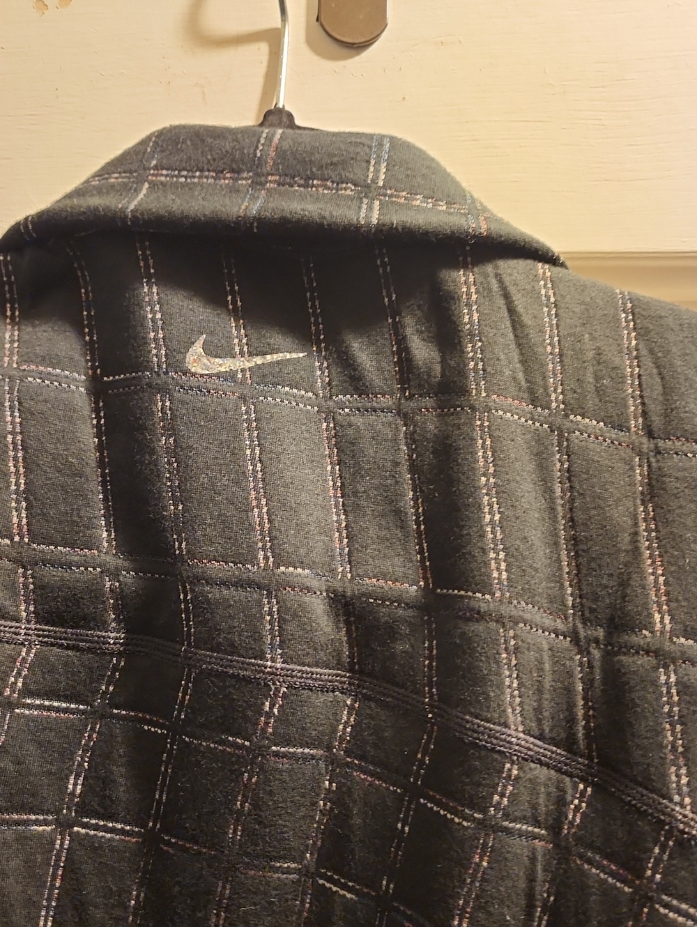 Nike Black Plaid Jacket with Subtle Purple Accents